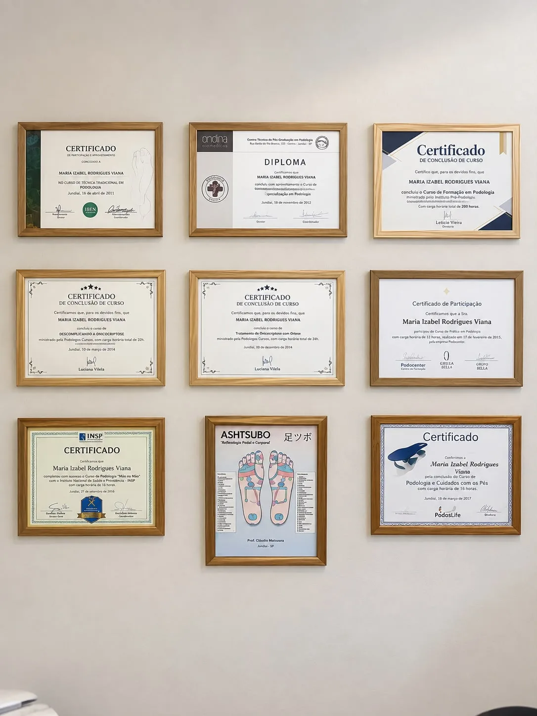 Certificados de formação em podologia
